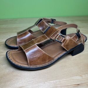 Josef Seibel Sandals Zeta Comfort Open Toe Slingback Brown Leather size 39